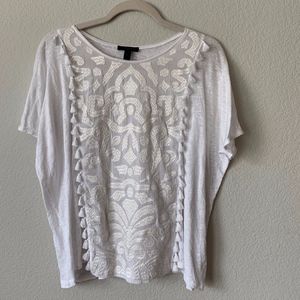 White Embroidered J. Crew Top